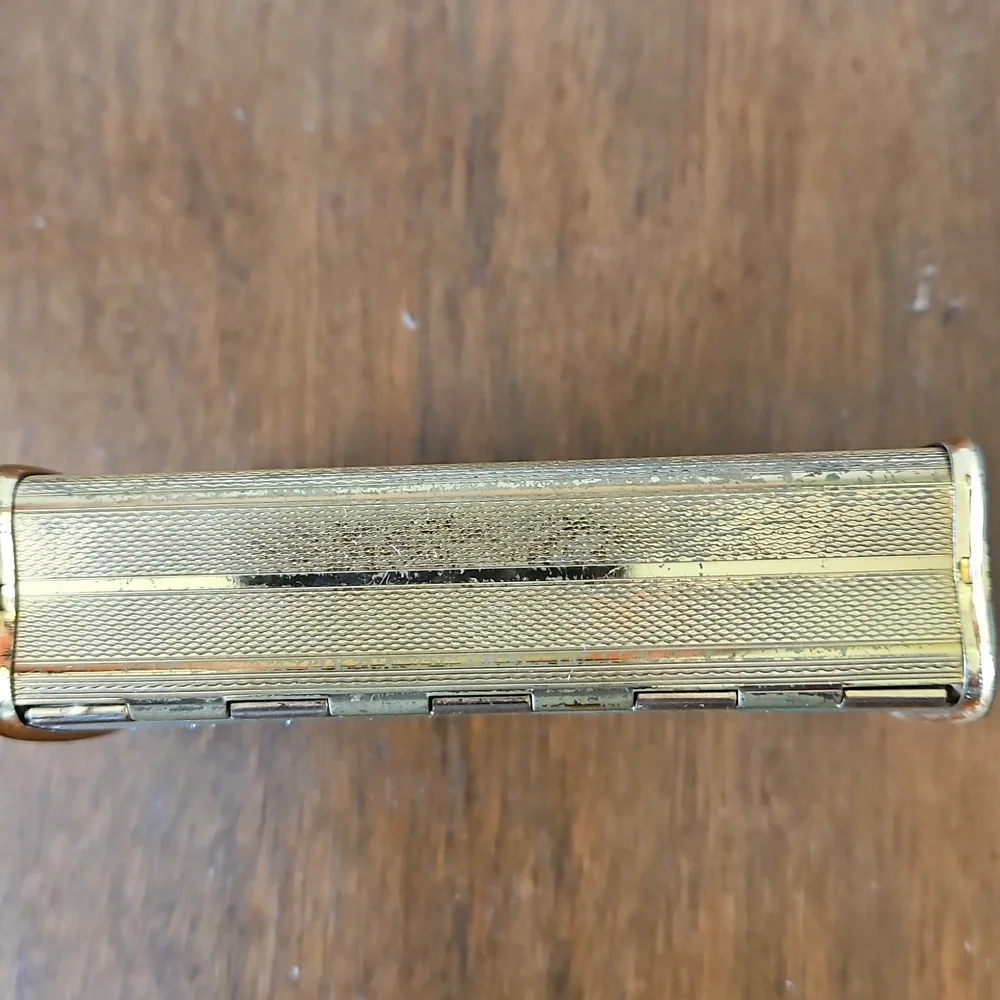 Vintage Metal Trinket Box With Green Lid